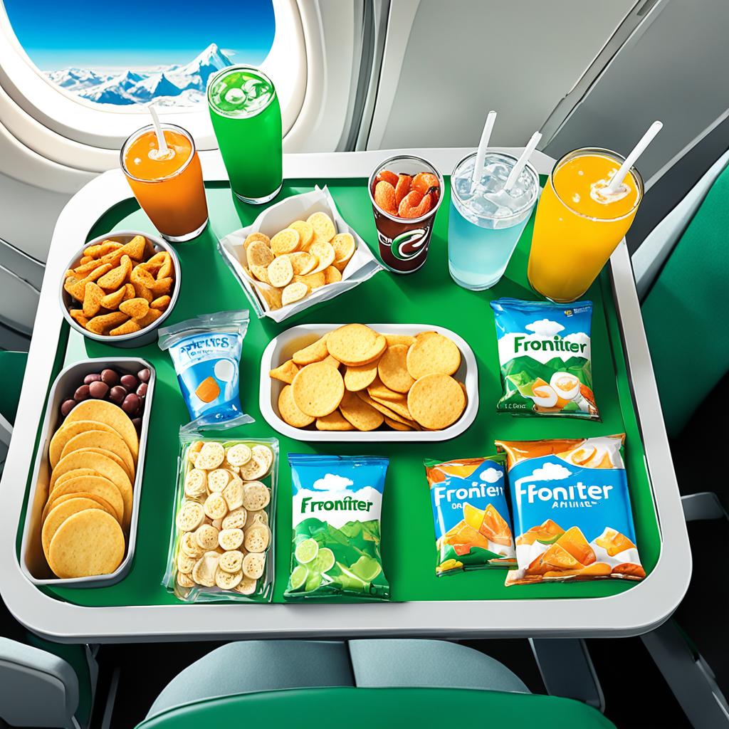 Frontier Airlines drinks and snacks
