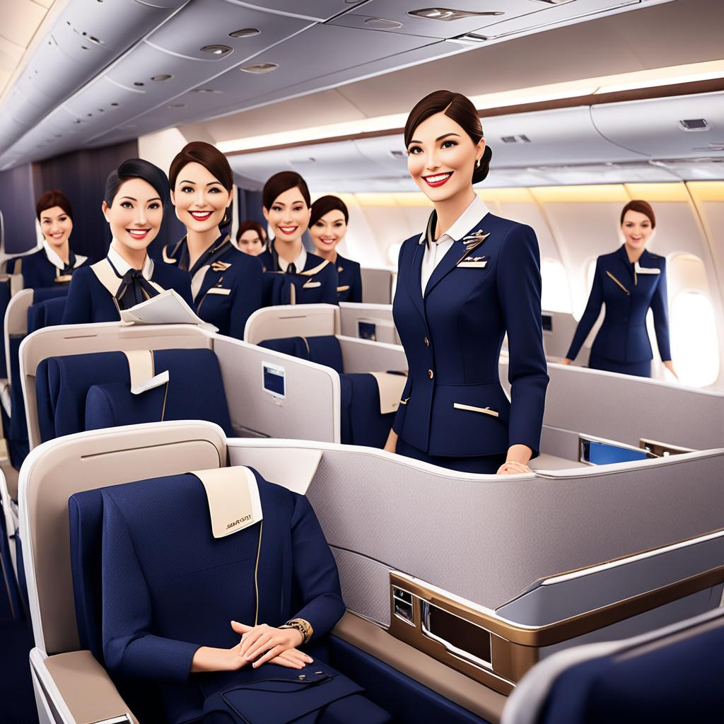 Singapore Airlines cabin crew in action
