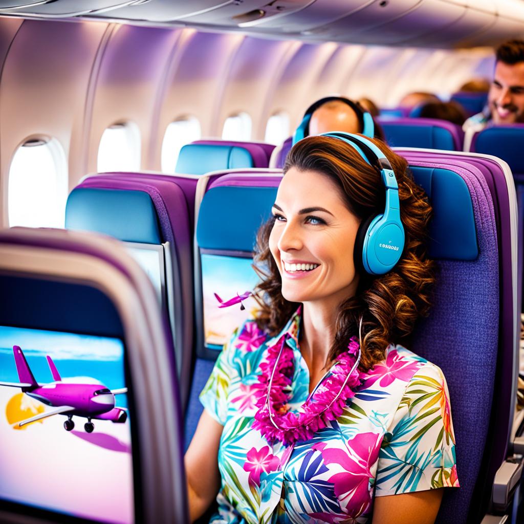 in-flight entertainment on Hawaiian Airlines
